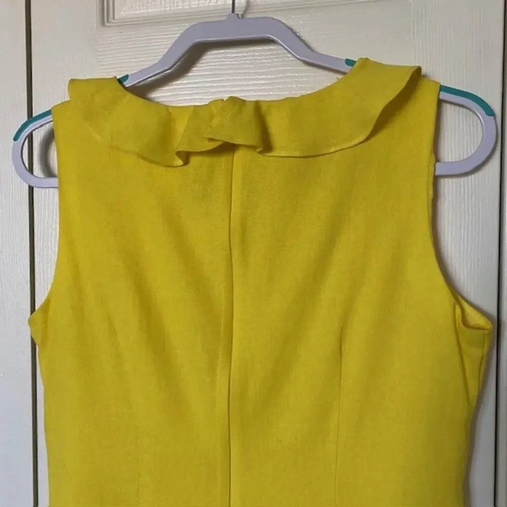 Mary‎ McFadden Collection Linen Blend Dress Sleeveless Yellow Lined Women's 6